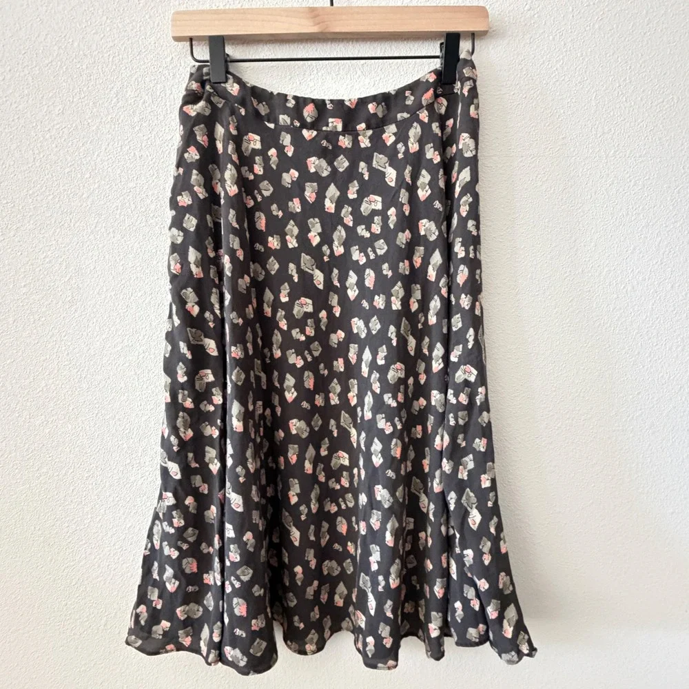 JONES NEW YORK Women Skirt 8P Silk Abstract Geometric Midi Office Workwear Fairy
